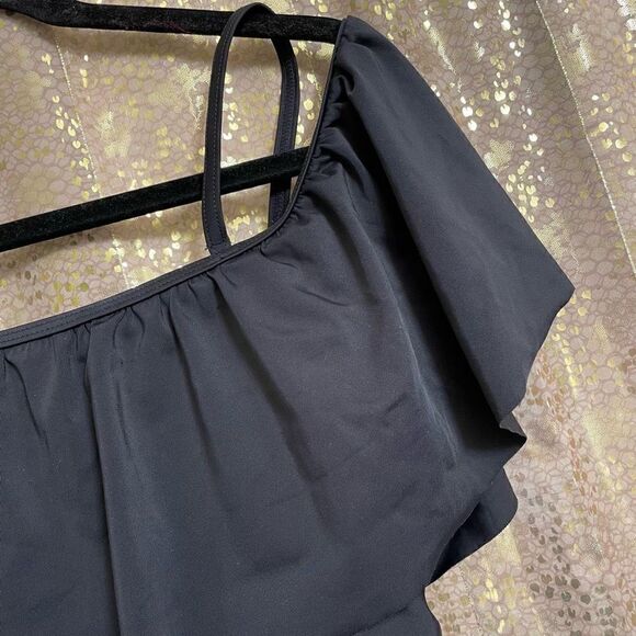 Pinkblush maternity black ruffle one-piece swimsuit, S - Picture 3 of 9